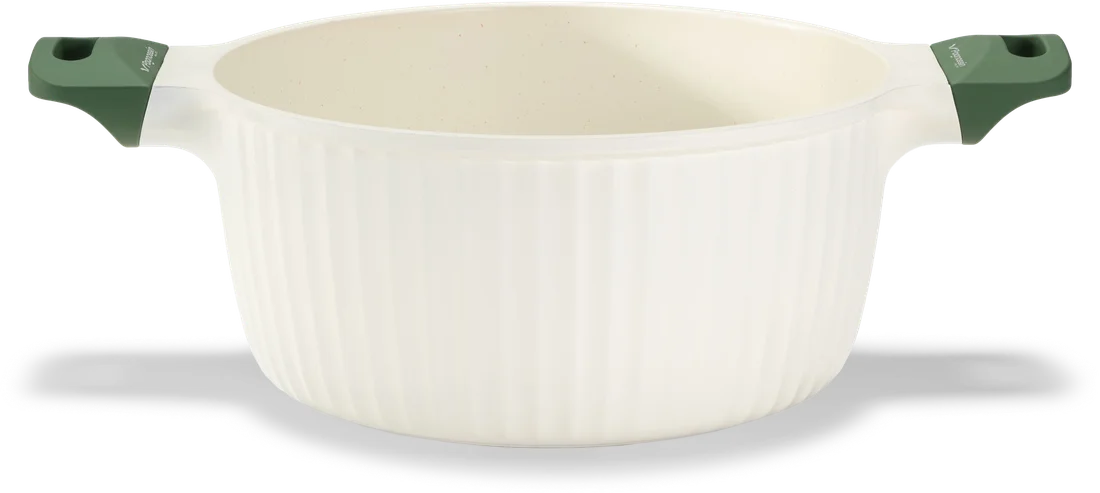 Casseruola Aromatica crema a due manici vista di lato
